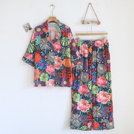 Muslin Pajamas Silk Satin รุ่น Vivid Garden and Whimsical Bouquet (V2231 V2241) | ชุดโอเวอร์ไซส์