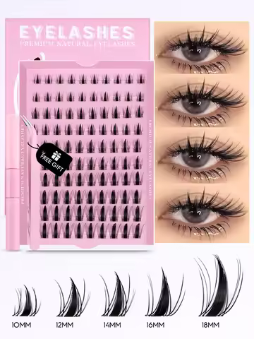 GROINNEYA Cluster Lashes Kit Manga Lashes Natural Eyelash extension Cluster Natural Volume Individua