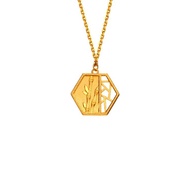 Citigems 999 Pure Gold Oriental Bloom Hexagon Pendant