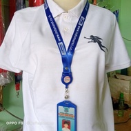 NEW Indomaret Lanyard Tali Gantungan ID Card-Holder Name Tag Paket murah - Biru tali stoper