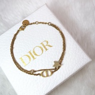 莉亞精品♡ Dior 手鍊 復古金 星星水鑽 二手美品