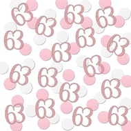 Rose Gold 63 Confetti, 63rd Glitter Birthday Number Confetti, 200pcs Anniversary Party Table Decorat