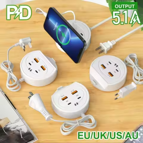Multiport USB Charger PD Type C 5.1A Fast Charging EU US UK Plug Wall Charger USB Hub Adapter 4 Port