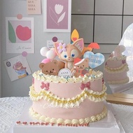 玲娜貝爾蛋糕裝飾擺件粉色小狐貍川沙妲己女孩生日派對裝扮插件