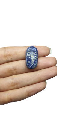 หินลาพิสลาซูลี่ หินแท้ธรรมชาติ หินโบราณ หินแกะสลัก รูปแมงป่อง Rare Natural Antique Old Lapis Lazuli Seal Intaglio Scorpion Engraved Signet Stamp Historical Carved Cabochon Collectible Bead