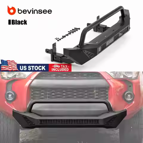 (US Stock) BEVINSEE Steel Front Bumper Cover Shell For Toyota 4runner 2014-2024
