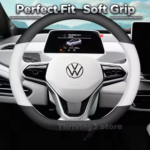 Leather Car Steering Wheel Cover For Volkswagen ID3 ID4 ID7 2025 2021-2024 Auto Steering Wheel Volks