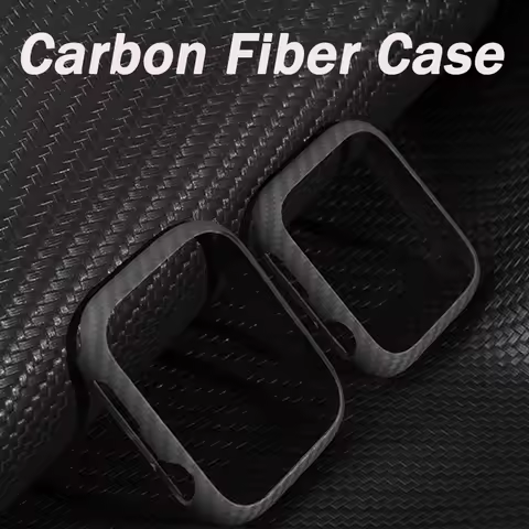 Case for Apple Watch 7 8 45mm 41mm 44mm 40mm 38mm Carbon Fiber Screen Protector Cover Edge Bumper iW