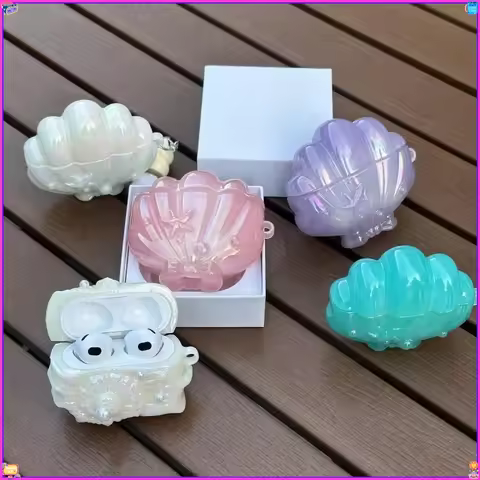 Conch Glitter Cowry Case for Apple AirPods 4 Earphone Protective Case for AirPods Pro 3 2 Charging C