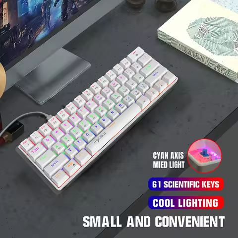 Mini Mechanical Keyboard 61 Keys RGB Backlit Keyboard PC Keypad Gaming Keyboards wired keyboard For 