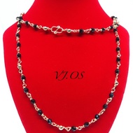 [VELLITA]Necklace 14K Gold Fillled Swasa Mangalsutra Single Line with Black SW Crystal Elements Full