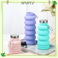 SIMPLESHOP Collapsible Water Bottle, Silicone 17oz Foldable Water Bottle, Portable Leakproof With Ca