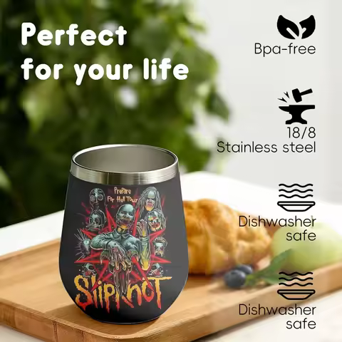 Popular Band S-Slipknot Vacuum Flasks 12oz Insulated Wine Tumbler Vacuum Coffee Mug Egg Shape Thermo