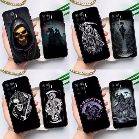 Grim Reaper Skull Skeleton Case For OPPO A94 A74 A54 A53S A53 A31 A5 A9 2020 A52 A72 A83 A91 A93 A1K