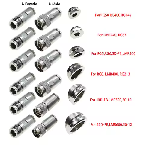 1X N Male Female clamp RG8, LMR400 RG5,RG6,LMR240, RG8X,RG58, RG400, RG142, 10D-FB,LMR500,RF Coaxial