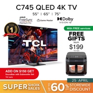 New | TCL C745 QLED 4K Google TV 55 65 75 inch | Dolby Vision IQ | Dolby Atmos | MEMC | 144 Hz VRR | Game Master