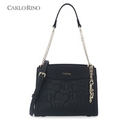 Carlo Rino Black Vienna Shoulder Bag in CR Monogram