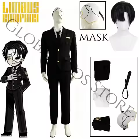 Game Character Rien Cosplay Costume Limbus Company Cos Anime Black Suit Wig Full Set White Shirt Bla