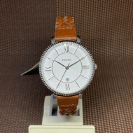 [TimeYourTime] Fossil ES5208 Jacqueline Brown Eco Leather Strap Silver Dial Date Women's Watch