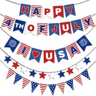 Cross-Border 2023 JULY 4th JULY National Day Shopping Mall Hotel School Decoration Pull Flag Banner 