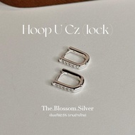 Hoop U CZ | U-Shaped Lock Earrings Thickness 1.8 Mm Width 10 Mm. 92.5% Pure Silver Pair (Allergies C