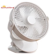 USB Rechargeable Clip Desktop/Table Fan Mini Portable Clamp Fan 360Degree Rotating Ventilator with Air Cooler Fan White