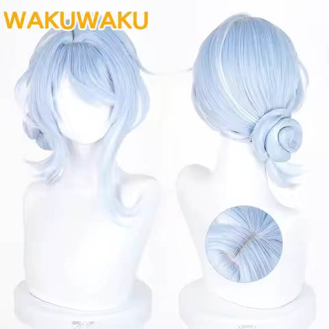 IN STOCK Odette Cosplay Wig Game Genshin Impact WakuWaku Women Snezhnaya Odette Одетта Blue Hair Fat