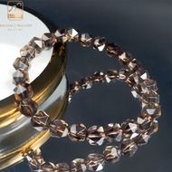 Baceda Natural Faceted Smoky Quartz beaded bracelet with certificate women's bracelet men's bracelet