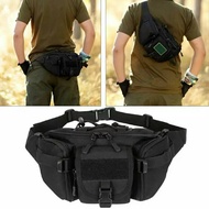 DISKON !!! tas pinggang polisi tentara waist bag outdoor tactical army murah T08 - Hitam Sedia Juga 