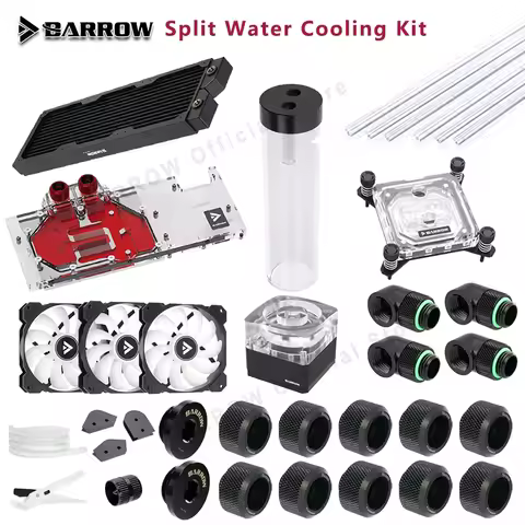 Barrow CPU\GPU Custom Water Cooling Kit Hard Tube+Water Block+Radiator+Reservoir+Pump+Fans+Fittings+