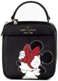 Kate Spade x Disney Minnie Mouse Vanity Case Crossbody K9530 Black Leather, Black