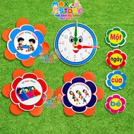 Tranh Một Ngày Của Bé Tranh Dán Góc Mầm Non Chất Liệu Decal Bồi Xốp Bền Đẹp