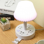 Public Multi-Function Table Lamp Plug Learning Bedside Night Light Plug Converter Multi-Color USB Ch
