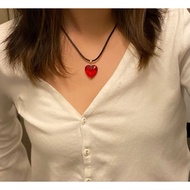 MERAH Red Heart Necklace Red Heart Necklace Aesthetic Heart Shaped Necklace Skena Necklace
