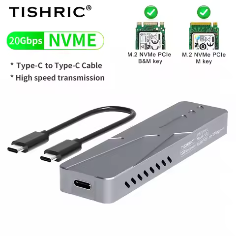 TISHRIC 20Gbps Ultra-Fast M.2 NVMe SSD Enclosure | Type-C 3.2 Gen2x2 Interface Portable Solid-State 