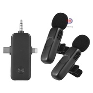 Wireless Lavalier Microphone System Dual Microphone Noise Reduction  Built-in DSP Chip 2.4GHz Wireless Transmission Professional Collar Clip Microphone for Phones Compute [ppday]