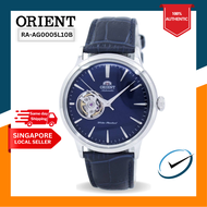 [CreationWatches] Orient Classic-Elegant Open Heart Automatic Men's Navy Blue Leather Strap Watch RA-AG0005L10B