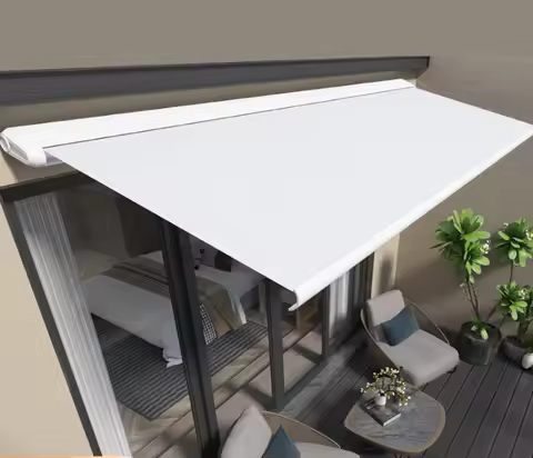 White Awning Full Box Balcony Canopy Outdoor Rainproof Eaves Awning Telescopic Folding Aluminum Allo