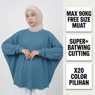 PANDAEYES Waffle Batwing Blouse Muslimah Top Loose Fit Ironless Stretchable BEST Malaysia 1117