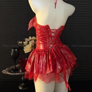 Little Devil Y2K Skirt Suit - Glossy Patent Leather | Women's COS Play Uniform