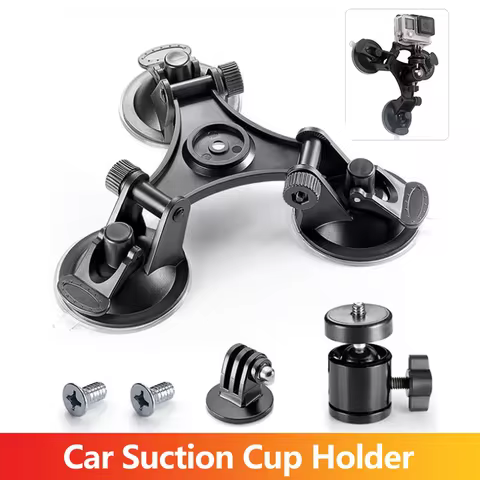 3-Cup Car Suction Cup Holder Strong Mount for GoPro Hero 13 12 11 10 9 8 Insta360 SJCAM AKASO DJI Os