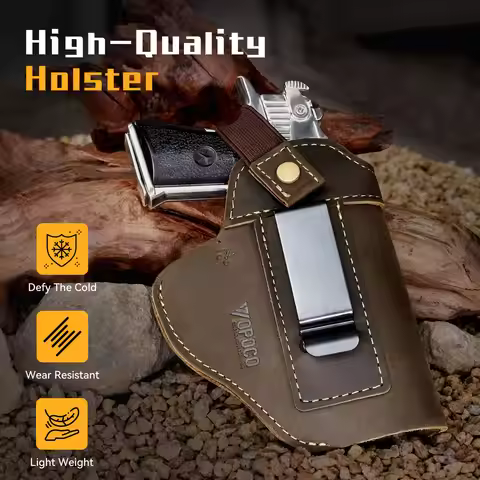 Outdoor Tactical Genuine Cowhide Gun Holster Fits Glock 19/42/43X Sig P365/P320 Ruger LCP Shield 9mm