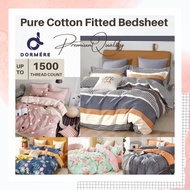 【DORMERE】Premium 1500TC Pure Cotton Fitted Bedsheet (Single /Queen /King Size) Cadar Cotton Cadar Ge