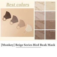 [Monkey] Beige Series Korean Face mask Facemask Korea masks color 3D Original disposable washable White Black Brown Surgical Medical 2D Individually packed Bird Beak Duckbill