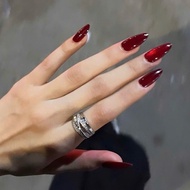 Hand-covered nails, Nail box design, red glitter fake nails A89