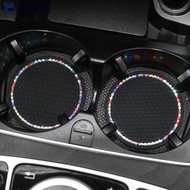 【OMALL】 Rhinestone Car Coaster Car Water Cup Bottle Holder Anti Slip Travel Auto Cup Mats Insert Coa
