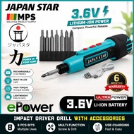 Japan Star Rechargeable Cordless Screwdriver with 6 Screwdriver Bit Screwdriver Machine USB Quick Ch