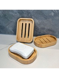 Jabonera de bambú con soporte de madera para lavabo del baño