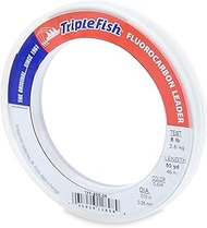 Triple Fish 100% Fluorocarbon Leader, 8 lb / 3.6 kg Test, 0.010 in / 0.26 mm Dia, Clear, 50 yd / 46