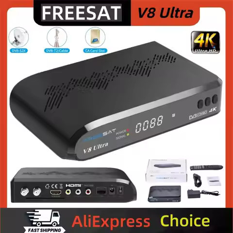 FREESAT V8 Ultra Satellite Receiver DVB-S/S2/S2X,DVB-T2/T+C,FUNCAM/MARS/CCAM/M3U 4K TV Box With CA C